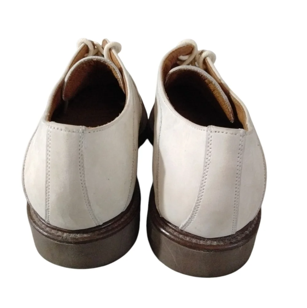 Johnston & Murphy Cream Oxfords Classic Lace Up Leather Shoe Size 9 M